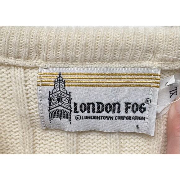 Vintage London Fog Sweater Vest V Neck Knit Pullover DC Cream Men’s Size XL - Picture 3 of 4